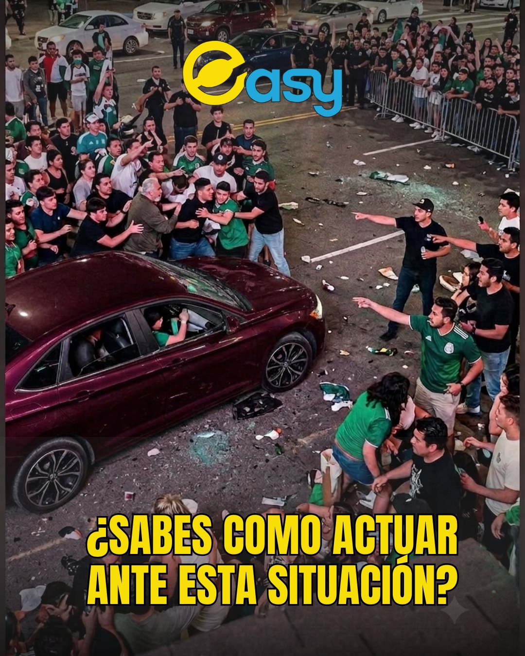 🚨 ¿Qué hacer si te encuentras rodeado por una multitud mientras conduces?Mantén la calma y recuerda que tu seguridad es lo más importante.🔹 Prioriza la integridad física sobre cualquier daño material.
🔹 Evita confrontaciones, discusiones o provocaciones.
🔹 Permanece dentro del vehículo con puertas y seguros cerrados.
🔹 Mantén el control del automóvil y evalúa una ruta segura para retirarte si es posible.
🔹 Solicita ayuda inmediata llamando al 911 y comparte tu ubicación exacta y los detalles de la situación.⚠️ En momentos de tensión, actuar con serenidad puede marcar la diferencia. Tu objetivo principal es proteger tu vida y la de quienes te acompañan.#SeguridadVial #ManejoDefensivo #ConducciónSegura #EducaciónVial #Easyescuelademanejo