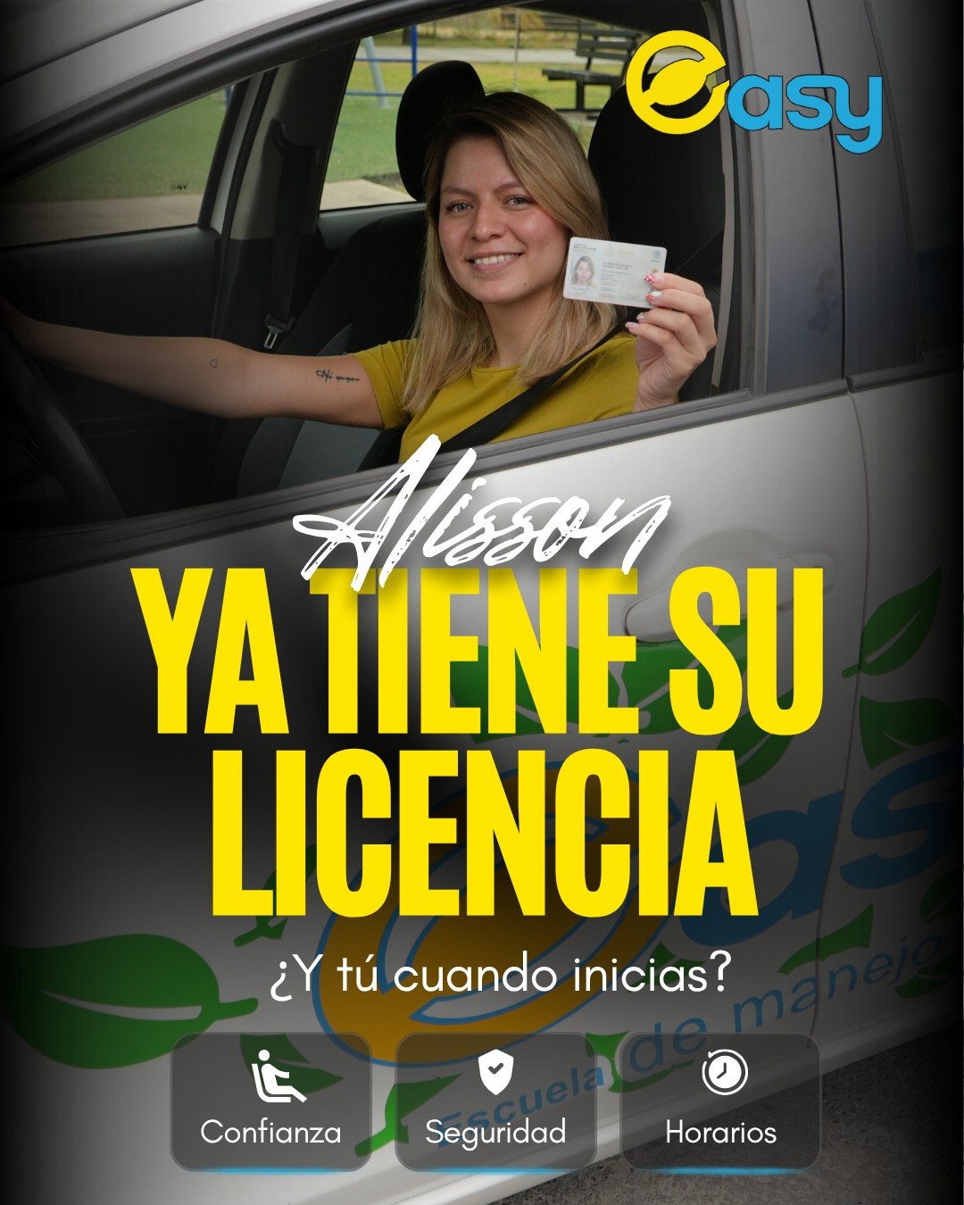🚗 ¡Tu licencia está a un paso!No esperes a que termine julio para cumplir esa meta. 💥Así como Alisson, tú también puedes aprender a manejar con la confianza que necesitas y disfrutar de la libertad de ir a donde quieras.En Easy Escuela de Manejo te ofrecemos:
✨ Clases 100% prácticas
👨‍🏫 Instructores pacientes y capacitados
🚘 Vehículo para practicar
🗓️ Horarios flexibles¡Es tu momento de tomar el volante! 😎📲 Inscríbete hoy al 81 8656 7557 y comienza a manejar con seguridad.