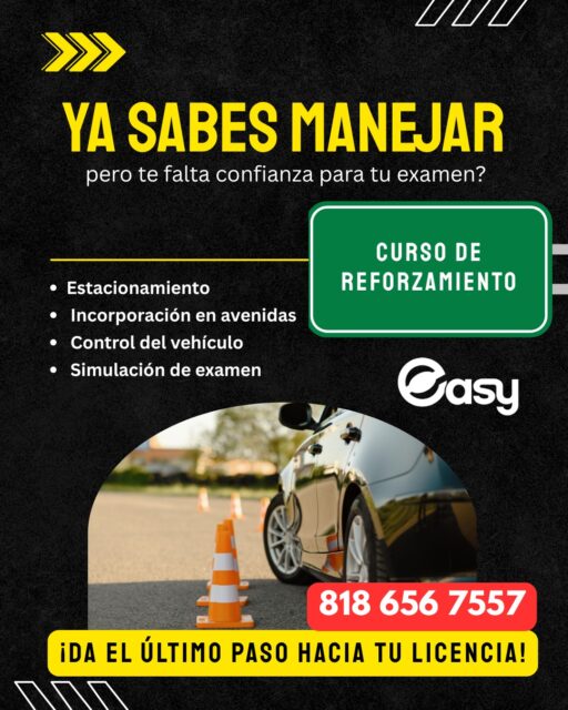 📢 ¡No llegues al examen con dudas!Nuestro paquete especial de práctica está pensado para conductores que ya saben manejar y desean reforzar sus habilidades antes de presentar su examen de licencia.🔹 Práctica guiada
🔹 Consejos para el examen
🔹 Corrección de errores comunes
🔹 Simulación real¡Da el último paso hacia tu licencia! 818 656 7557