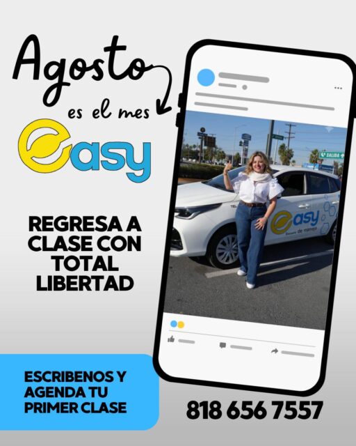 🚗 Agosto es el mes para empezar
¿Cuántas veces has pensado: “ya voy a aprender a manejar”? 👀Este agosto puede ser el momento de dejarlo para después y comenzar a ganar la seguridad y libertad que necesitas al volante.
En Easy Escuela de Manejo te acompañamos paso a paso, con instructores capacitados y clases pensadas para que aprendas a manejar con confianza. 🙌🚘📅 Regresa a clase con total libertad.
📲 Escríbenos y agenda tu primera clase: 818 656 7557#EasyEscuelaDeManejo #AprendeAManejar #ClasesDeManejo #Agosto #ManejaConConfianza #LibertadAlVolante