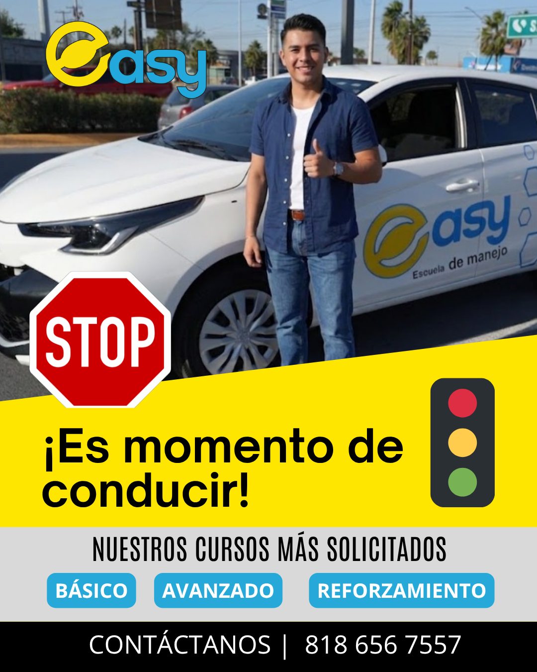 🚦 ¡Es momento de conducir! 🚗💨No sigas esperando el momento perfecto… ¡haz que este sea tu momento! Aprende a manejar con instructores capacitados y elige el curso que mejor se adapte a ti:🔹 Básico
🔹 Avanzado
🔹 Reforzamiento📲 ¡Contáctanos y comienza a conducir con confianza!
818 656 7557#EasyEscuelaDeManejo #AprendeAManejar #EscuelaDeManejo #ClasesDeManejo #Monterrey