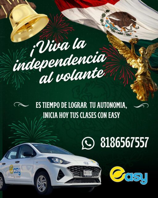 🇲🇽🚗 ¡Celebra tu independencia tomando el volante!Este mes patrio, da el primer paso para conseguir una nueva libertad: aprender a manejar. 🙌✨En Easy te acompañamos para que conduzcas con seguridad, confianza y a tu propio ritmo.📲 Inicia hoy tus clases: 818 656 7557
🇲🇽 ¡Viva México, viva tu independencia y viva la libertad de llegar a donde quieras! 🚘✨#MesPatrio #VivaMéxico #ClasesDeManejo #Easy #AprendeAManejar