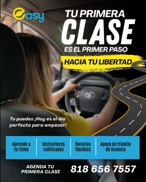 🚗💛 ¿Te da miedo tu primera clase de manejo?
Tranquilo, es normal. En Easy te acompañamos paso a paso, sin presiones y a tu ritmo. 🙌Tú pones las ganas, nosotros te ayudamos a ganar confianza.📲 Agenda tu primera clase y comienza a manejar con seguridad. 8186567557#EasyEscuelaDeManejo #AprendeAManejar #ManejoSeguro #PrimerClase