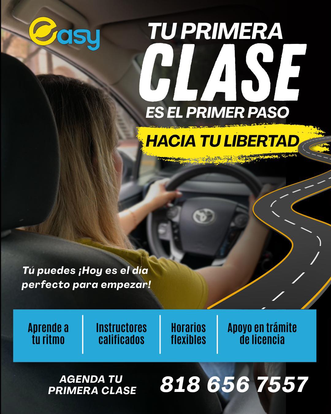 🚗💛 ¿Te da miedo tu primera clase de manejo?
Tranquilo, es normal. En Easy te acompañamos paso a paso, sin presiones y a tu ritmo. 🙌Tú pones las ganas, nosotros te ayudamos a ganar confianza.📲 Agenda tu primera clase y comienza a manejar con seguridad. 8186567557#EasyEscuelaDeManejo #AprendeAManejar #ManejoSeguro #PrimerClase