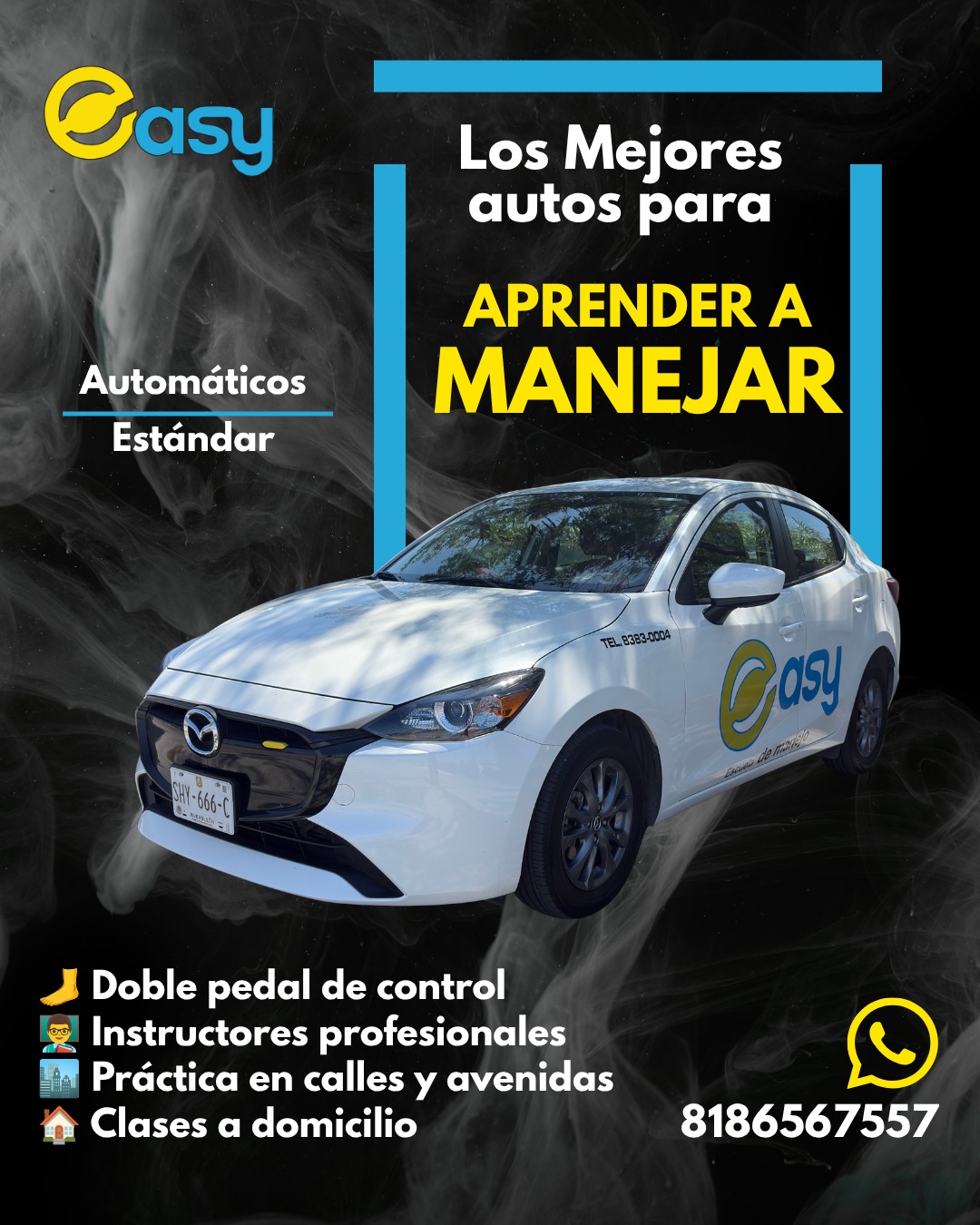 🚗 APRENDE A MANEJAR EN EL AUTO IDEAL PARA TI¿Quieres aprender en automático o estándar?
En Easy Escuela de Manejo tenemos ambas opciones para que practiques en el tipo de transmisión que realmente vas a utilizar.🚘 Automático
🚘 Estándar
🦶 Doble pedal de control
👨‍🏫 Instructores profesionales
🏙️ Práctica en calles y avenidas
🏠 Clases a domicilioAprende desde cero, gana confianza y prepárate para manejar por tu cuenta.📲 Agenda tu curso:
81 8165 7557